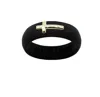 Casual Carats Silicone Band Ring With 14kt Gold Sideways Cross In Black