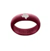 Casual Carats Sterling Silver Texas Silicon Band Ring In Maroon