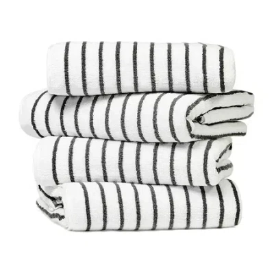 Casual Comfort 4-pack Cabana Stripe Beach Pool Towels - 100% Absorbent Cotton In Gray