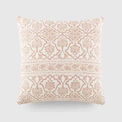 Casual Comfort Antique Floral Cotton Square Throw Pillow In Pink
