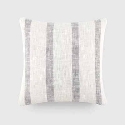 Casual Comfort Awning Stripe Yarn Dyed Square Throw Pillow In Gray