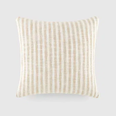 Casual Comfort Bengal Stripe Yarn Dyed Square Throw Pillow In White