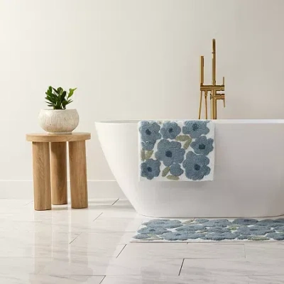 Casual Comfort Blossoms Bathtub Mat In Blue