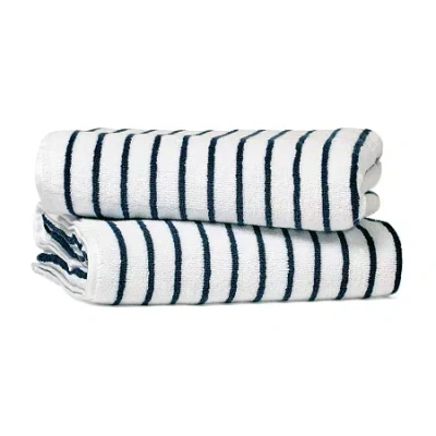 Casual Comfort Cabana Stripe 2 Pack Beach Towel In Blue
