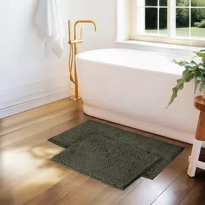 Casual Comfort Chenille Bath Rug In Green