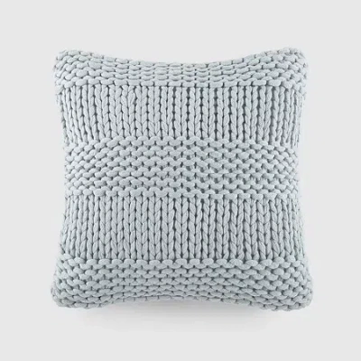 Casual Comfort Chunky Knit Acrylic Square Throw Pillow In Blue