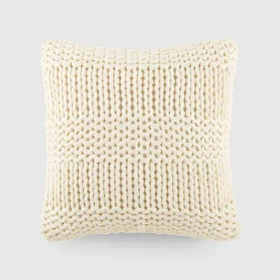 Casual Comfort Chunky Knit Acrylic Square Throw Pillow In Yellow