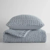 Casual Comfort Chunky Knit Blanket And Pillow Set In Blue