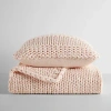 Casual Comfort Chunky Knit Blanket And Pillow Set In Pink