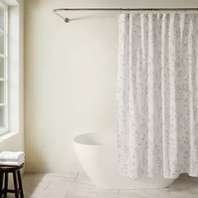 Casual Comfort Cotton Blend Floral Shower Curtain In Gray