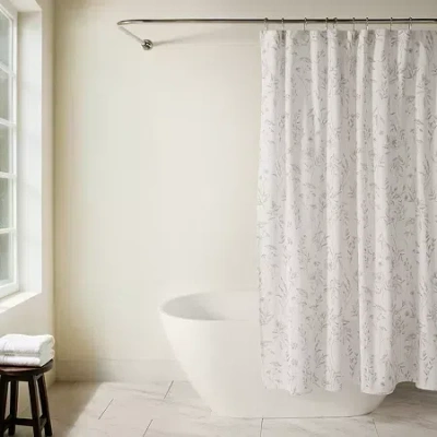 Casual Comfort Cotton Blend Printed Shower Curtain In White