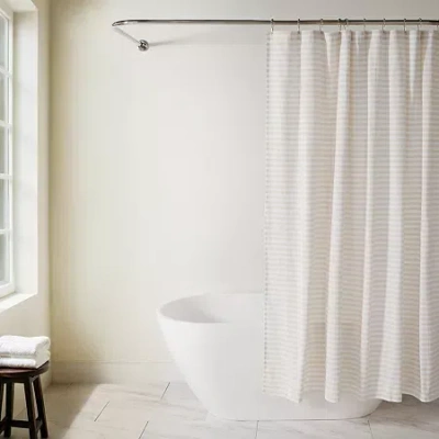 Casual Comfort Cotton Blend Printed Shower Curtain In White