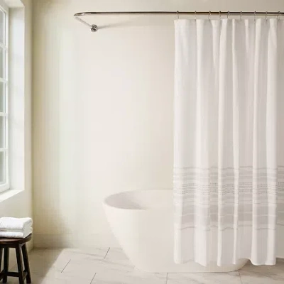 Casual Comfort Cotton Blend Printed Shower Curtain In White
