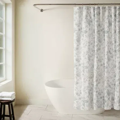Casual Comfort Cotton Blend Printed Shower Curtain In White