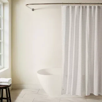 Casual Comfort Cotton Blend Printed Shower Curtain In White