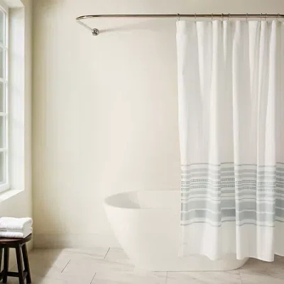 Casual Comfort Cotton Blend Printed Shower Curtain In White
