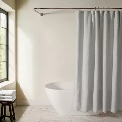 Casual Comfort Cotton Blend Textured Waffle Shower Curtain In Gray