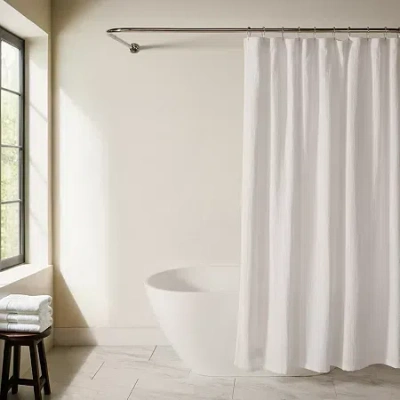 Casual Comfort Cotton Blend Textured Waffle Shower Curtain In White