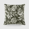 Casual Comfort Distressed Floral Cotton Square Throw Pillow In Green