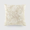 Casual Comfort Distressed Floral Cotton Square Throw Pillow In White