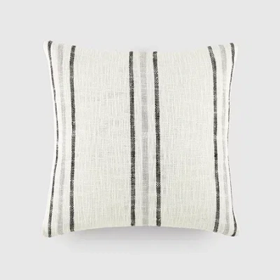 Casual Comfort Framed Stripe Yarn Dyed Square Throw Pillow In Gray