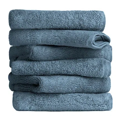 Casual Comfort Hotel-quality 6 Piece Washclothâ Towel Sets - 100% Cotton In Blue