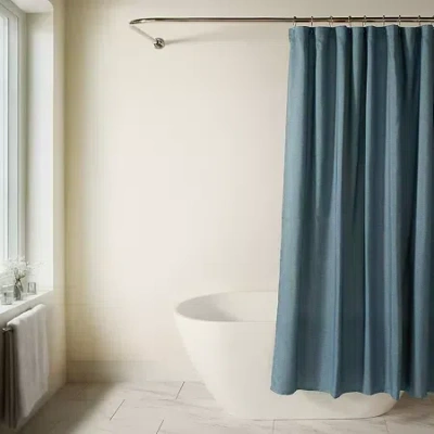 Casual Comfort Linen-look Solid Shower Curtain In Blue