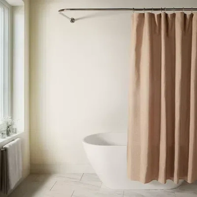 Casual Comfort Linen-look Solid Shower Curtain In Brown