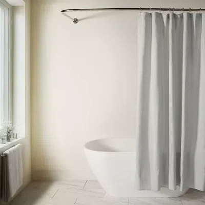 Casual Comfort Linen-look Solid Shower Curtain In Gray