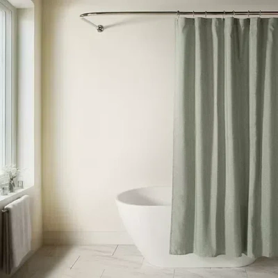 Casual Comfort Linen-look Solid Shower Curtain In Green