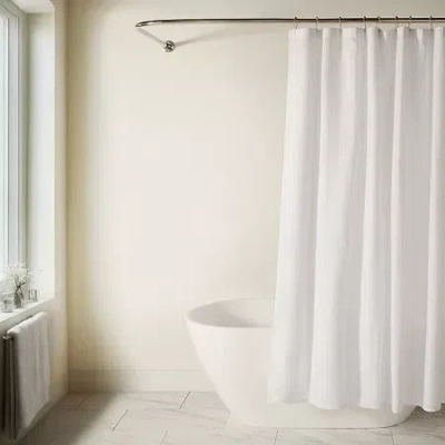 Casual Comfort Linen-look Solid Shower Curtain In White