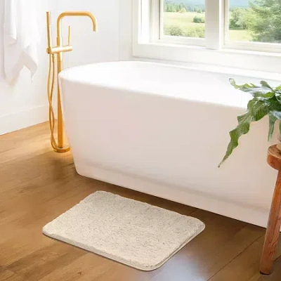 Casual Comfort Plush Bath Rug In White