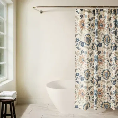 Casual Comfort Polyester Printed Shower Curtain In Blue