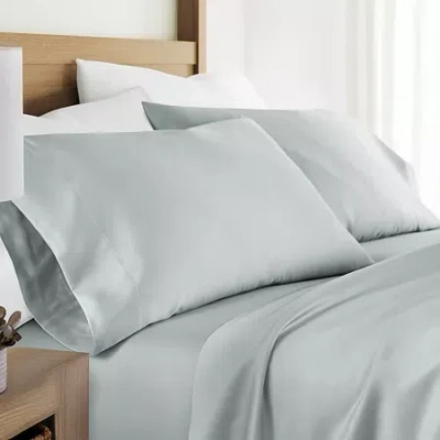 Casual Comfort Sateen Weave Rayon From Bamboo Temperature Regulating Pillowcase In Blue