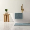 Casual Comfort Solid Reversible Bath Rug In Blue