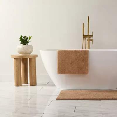 Casual Comfort Solid Reversible Bath Rug In Brown