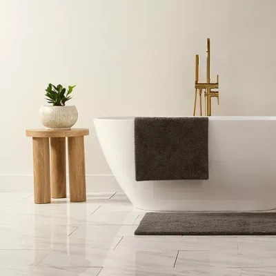 Casual Comfort Solid Reversible Bath Rug In Gray