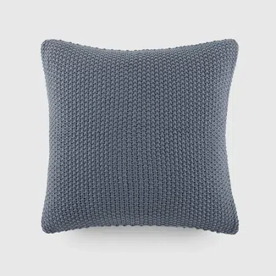 Casual Comfort Stitch Knit Acrylic Square Throw Pillow In Blue