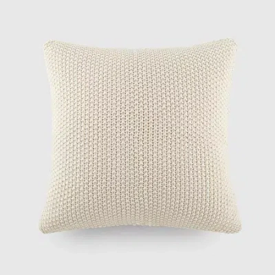 Casual Comfort Stitch Knit Acrylic Square Throw Pillow In White