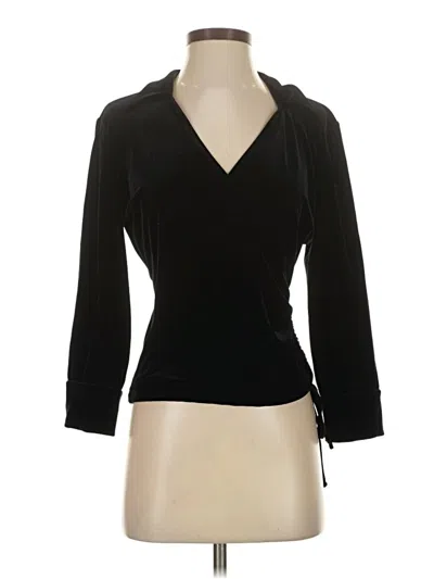 Pre-owned Casual Corner 3/4 Sleeve Top Black Open Neckline Tops