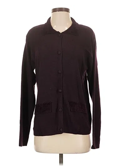 Pre-owned Casual Corner Annex Cardigan Sweater In Burgundy