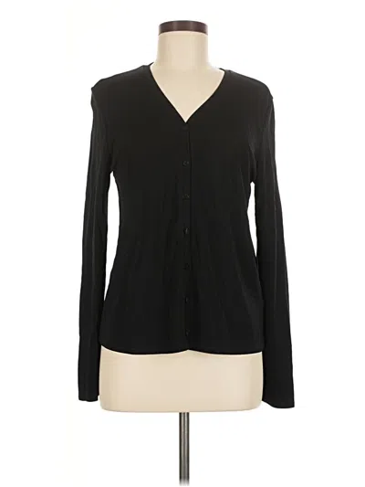 Pre-owned Casual Corner Annex Long Sleeve Top Black Plunge Neckline Tops