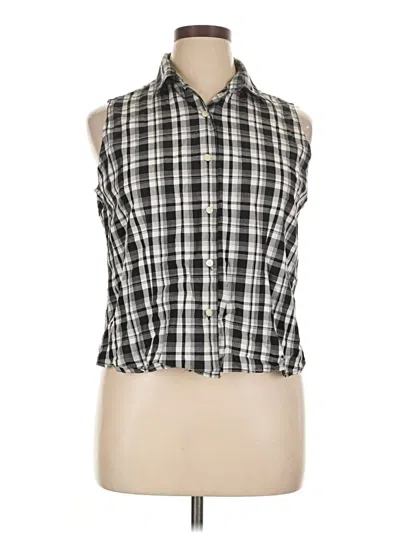 Pre-owned Casual Corner Annex Sleeveless Button Down Shirt In Black