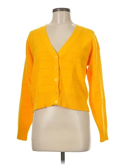 Pre-owned Casual Corner Cardigan Sweater In Yellow