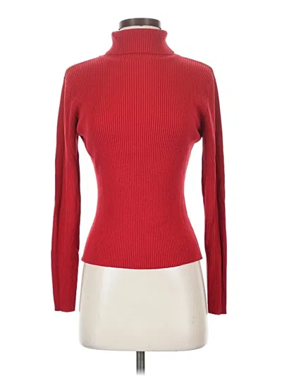 Pre-owned Casual Corner Long Sleeve Turtleneck In Red