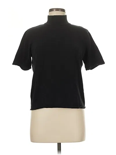 Pre-owned Casual Corner Short Sleeve Top Black Mock Neckline Tops