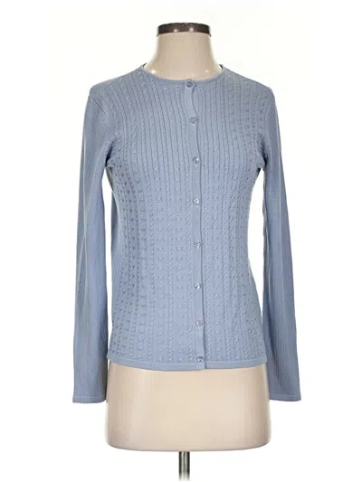 Pre-owned Casual Corner Silk Cardigan Sweater In Blue