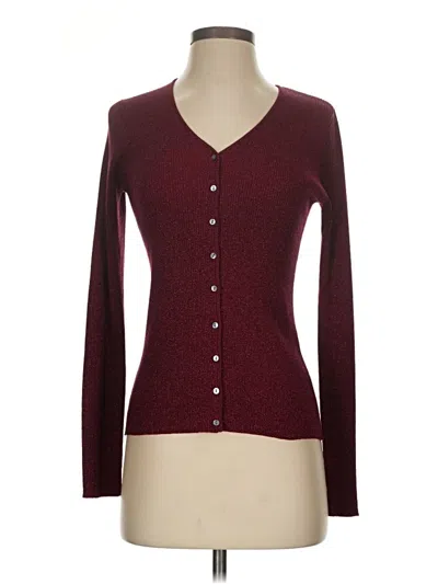 Pre-owned Casual Corner Silk Cardigan Sweater In Burgundy