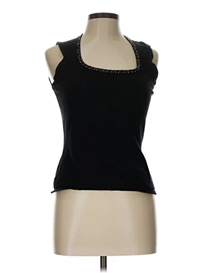 Pre-owned Casual Corner Sleeveless Silk Top Black Halter Neckline Tops