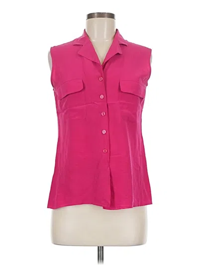 Pre-owned Casual Corner Sleeveless Silk Top Pink Cowl Neck Tops